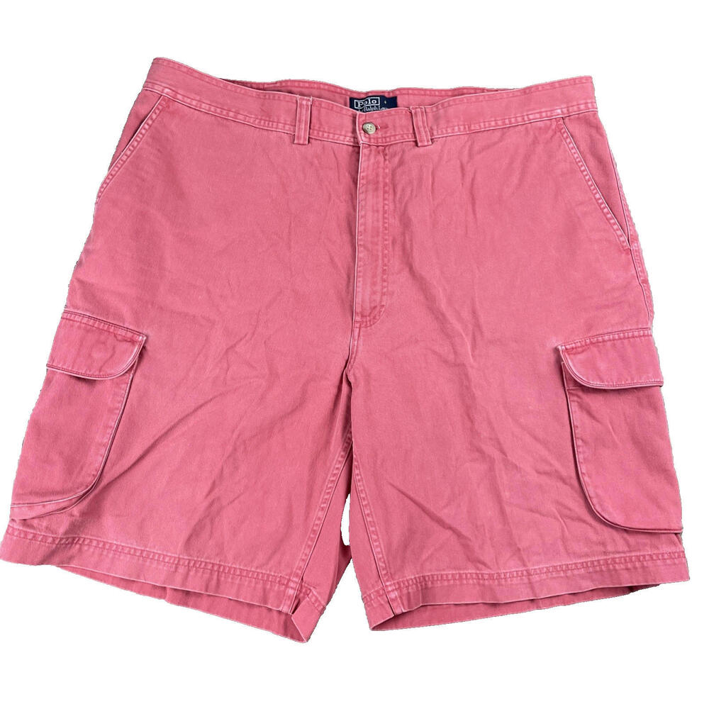 Vtg Polo Ralph Lauren Cargo Shorts 40 x 10 Red Cotton Canvas Utility Pockets
